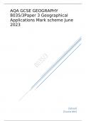 AQA GCSE GEOGRAPHY Paper 3 Geographical Applications Mark scheme June 2023