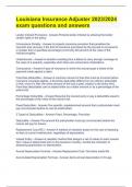 Louisiana Insurance Adjuster 2023&sol;2024 exam questions and answers