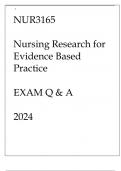 NUR3165 NURSING RESEARCH FOR EVIDENCE BASED PRACTICE EXAM Q & A 2024