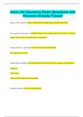 Iowa Insurance Bundled Exams Questions and Answers &lpar;2023&sol;2024&rpar; &lpar;Complete and Verified&rpar;