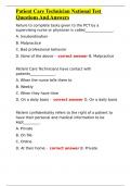 Patient Care Technician National Test Questions And Answers