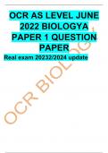 OCR AS LEVEL JUNE 2022 BIOLOGYA PAPER 1 QUESTION PAPERReal exam 20232/2024 update