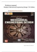  Perfect Solution Manual Shigleys Mechanical Engineering Design 11th Edition Budynas latest 2024