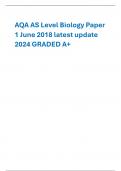 AQA AS Level Biology Paper 1 June 2018latest update  2024 GRADED A&plus;
