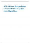 AQA AS Level Biology Paper 1 June 2018latest update  2024 GRADED A+