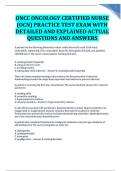 ONCC ONCOLOGY CERTIFIED NURSE &lpar;OCN&rpar; PRACTICE TEST EXAM WITH DETAILED AND EXPLAINED ACTUAL QUESTIONS AND ANSWERS 