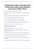 Chamberlain College of Nursing A&P  1 Final Exam Study Guide Questions  and Answers 100% Solved 