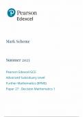 Pearson Edexcel GCE Advanced Subsiduary LevelFurther Mathematics &lpar;8FM0&rpar; Paper 27 Decision Mathematics 1-SUMMER 2023 MARK SCHEME