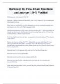 Herbology III Final Exam Questions  and Answers 100&percnt; Verified 