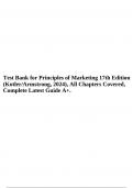 Test Bank for Principles of Marketing 17th Edition (Kotler/Armstrong, 2024), All Chapters Covered, Complete Latest Guide A+.