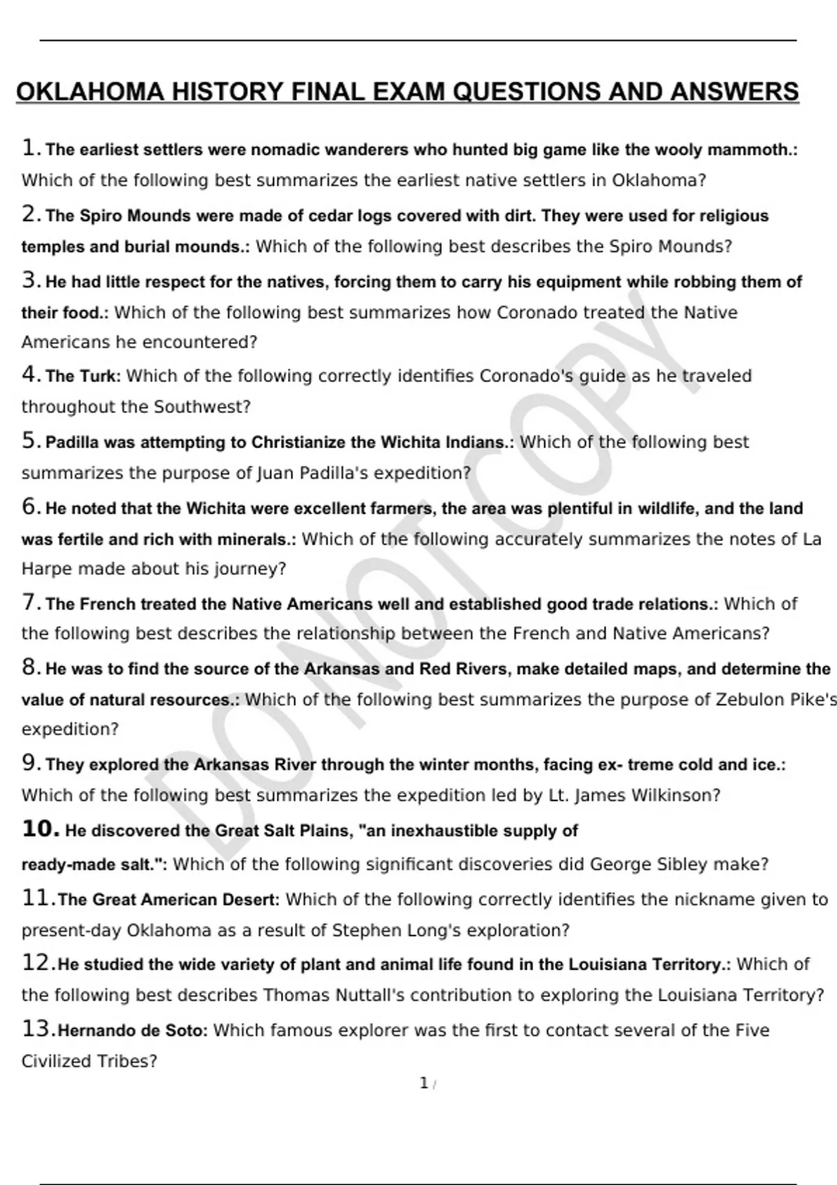 OKLAHOMA HISTORY FINAL EXAM QUESTIONS AND ANSWERS - History - Stuvia US