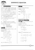 Mathematics notes of quadratic equation for ECAT 