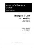 Instructor Manual For Horngren's Cost Accounting A Managerial Emphasis, Global Edition, 17th Edition by Srikant Datar, Madhav Rajan