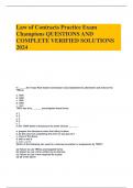 Law of Contracts Practice Exam Champions QUESTIONS AND COMPLETE VERIFIED SOLUTIONS 2024