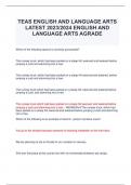 TEAS ENGLISH AND LANGUAGE ARTS LATEST 2023-2024 ENGLISH AND LANGUAGE ARTS AGRADE