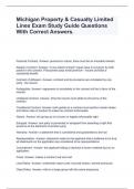 Michigan Property & Casualty Limited Lines Exam Study Guide Questions With Correct Answers&period;
