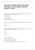 Work place safety week 9 Final Exam Questions  And Complete Answers Rated A &plus; 2024&period;