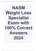 NASM Weight Loss Specialist Exam with 100% Correct Answers 2024