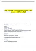   A&P II FINAL EXAM STUDY questions and answers 100% verified.