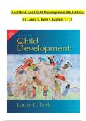 Child Development, 9th Edition TEST BANK by Laura E. Berk, Verified Chapters 1 - 15, Complete Newest Version