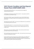 UHC Chronic Condition and Dual Special Needs Plans (CSNP-DSNP) 2022(UPDATED) Question and answers rated A+ 2023/2024