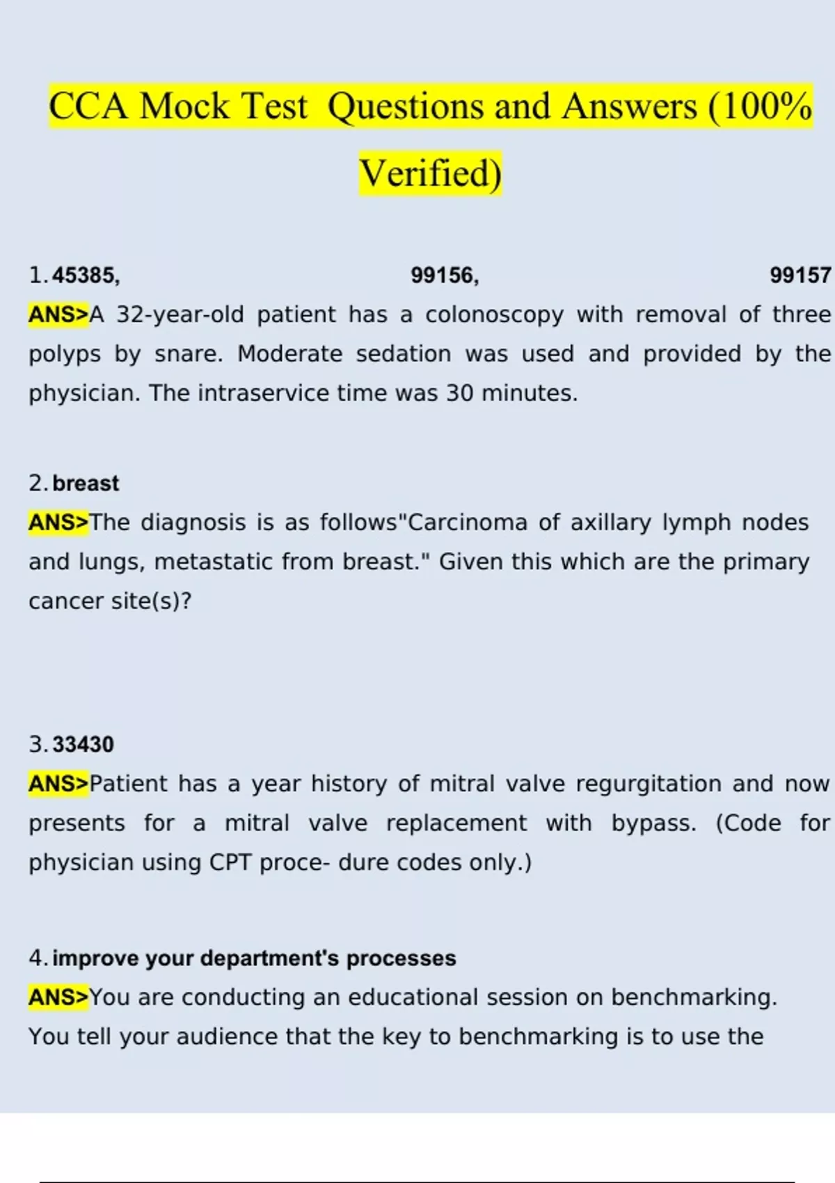 CCA Mock Test Questions and Answers (2024 / 2025) (Verified Answers