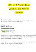 CDR DTR Practice Exam  Questions and Answers (2024 / 2025) (Verified Answers)