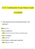 CLT Certification Exam Study Guide Questions and Answers (2024 / 2025) (Verified Answers)