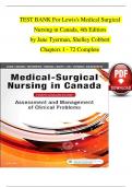 TEST BANK For Lewis's Medical Surgical Nursing in Canada, 4th Edition by Jane Tyerman, Shelley Cobbett, Verified Chapters 1 - 72, Complete Newest Version 