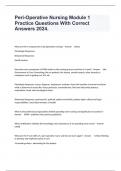 Peri-Operative Nursing Module 1 Practice Questions With Correct Answers 2024&period;