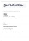 Patient Safety  Study Guide Exam Questions With Answers Graded A&plus; 2024&period;