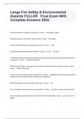 Lange Fire Safety & Environmental Hazards FULLER   Final Exam With Complete Answers 2024&period;