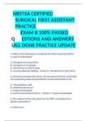 NBSTSA CERTIFIED SURGICAL FIRST ASSISTANT PRACTICE EXAM B 100&percnt; PASSED ESTIONS AND ANSWERS ALL DONE PRACTICE UPDATE