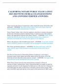 CALIFORNIA NOTARY PUBLIC EXAM LATEST 2023-2024 WITH 150 REAL EXAM QUESTIONS AND ANSWERS&lpar;VERIFIED ANSWERS&rpar;