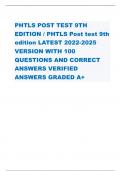 PHTLS POST TEST 9TH EDITION / PHTLS Post test 9th edition LATEST 2022-2025 VERSION WITH 100 QUESTIONS AND CORRECT ANSWERS VERIFIED ANSWERS GRADED A+