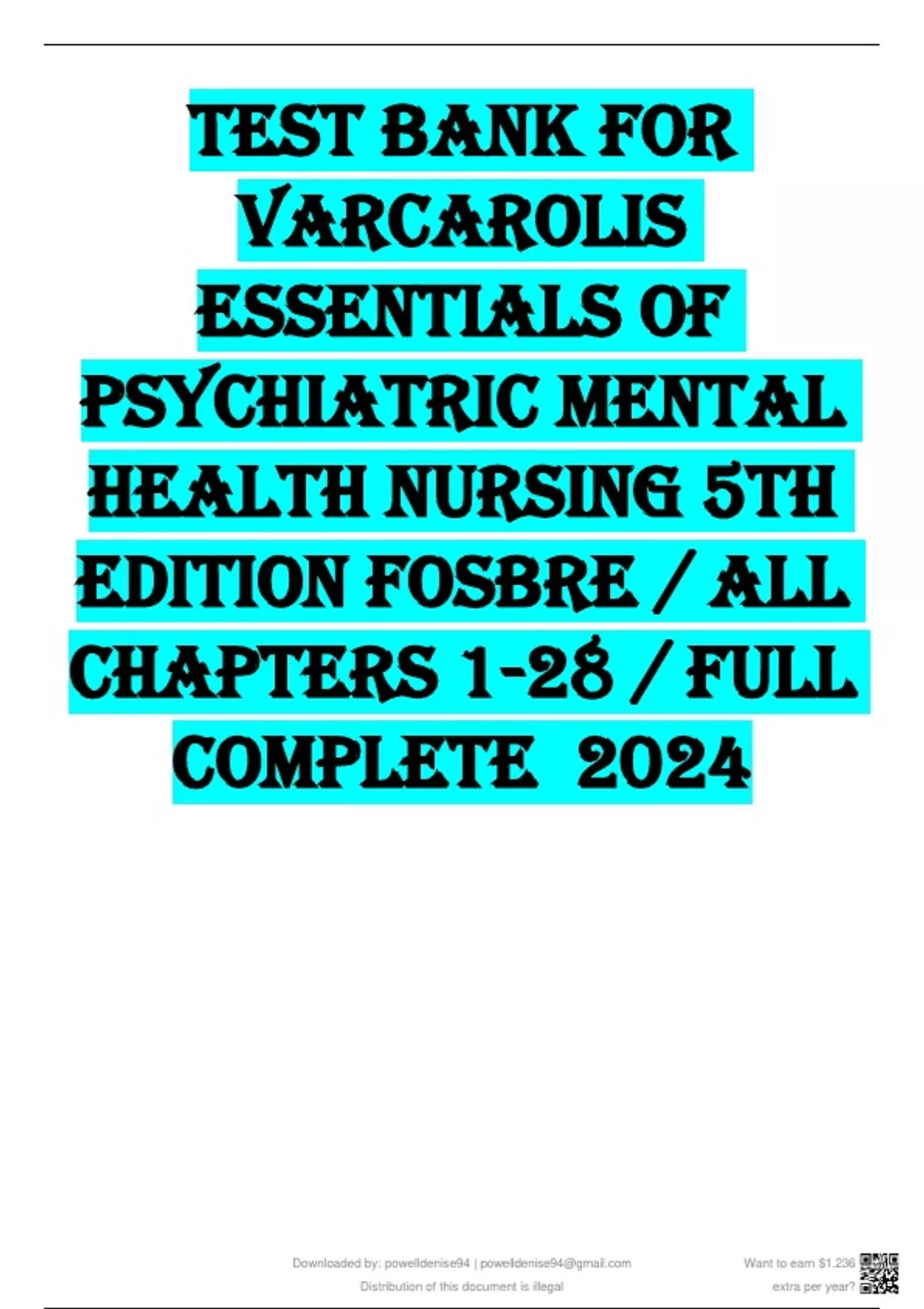 Test Bank for Varcarolis Essentials of Psychiatric Mental Health ...
