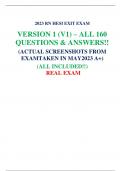 2023 RN HESI EXIT EXAM VERSION 1 &lpar;V1&rpar; &ndash; ALL 160 QUESTIONS & ANSWERS&excl;&excl; &lpar;ACTUAL SCREENSHOTS FROM EXAMTAKEN IN MAY2023 A&plus;&rpar; &lpar;ALL INCLUDED&excl;&excl;&rpar; REAL EXAM