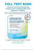 Test Bank for Advanced Assessment Interpreting Findings and Formulating Differential Diagnoses Fifth Edition by Laurie Goolsby, Mary Jo; Grubbs ISBN 9781719645935 Chapter 1-20 | Complete Guide A+