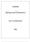 CHM1046 ADVANCED CHEMISTRY EXAM Q & A 2024