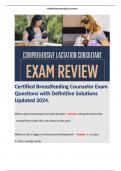 Certified Breastfeeding Counselor Exam Questions with Definitive Solutions Updated 2024.Terms like: Where does breast tissue normally develop? - Answer: Along the breast line - located from under the arms down to the groin