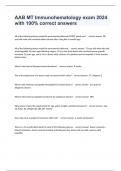 AAB MT Immunohematology exam 2024 with 100&percnt; correct answers