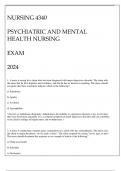 NURSING 4340 PSYCHIATRIC & MENTAL HAELTH NURSING EXAM Q & A 2024