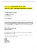 Ase A5 - Brakes Practice Test QUESTIONS AND ANSWERS 2023/2024