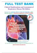 Test Bank for Clinical Manifestations and Assessment of Respiratory Disease 9th Edition by Des Jardins, All Chapters Covered, A+ guide.