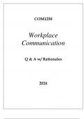 COM1250 WORKPLACE COMMUNICATION EXAM Q & A WITH RATIONALES 2024