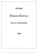BIO1000 HUMAN BIOLOGY EXAM Q & A WITH RATIONALES 2024.
