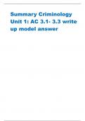 Summary Criminology  Unit 1: AC 3.1- 3.3 write  up model answer