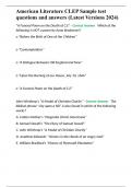 American Literature CLEP Sample test questions and answers (Latest Versions 2024)