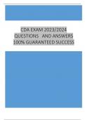CDA EXAM 2023/2024 QUESTIONS AND ANSWERS  100% GUARANTEED SUCCESS
