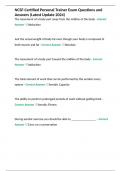 NCSF-Certified Personal Trainer Exam Questions and Answers &lpar;Latest Update 2024&rpar;